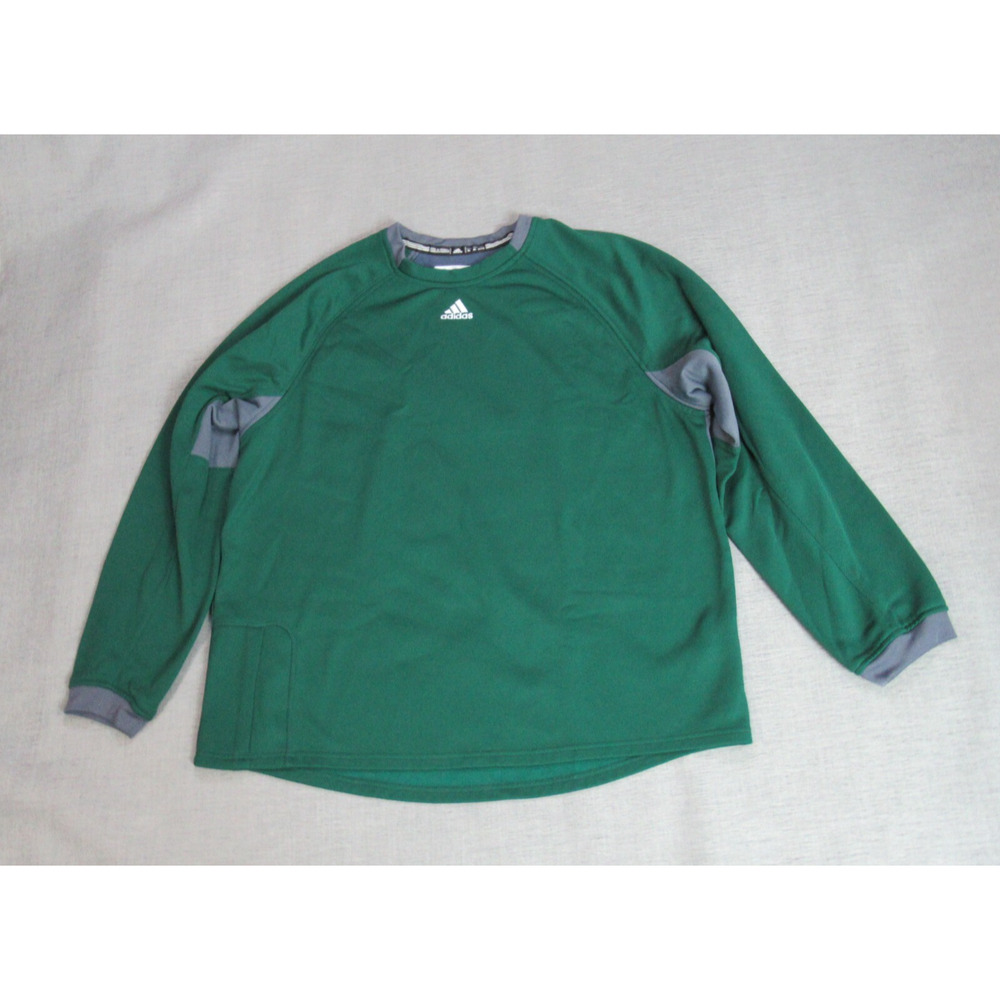 Adidas Pullover Mens XL Green Gray Activewear Shirt Logo Casual Fleece Lined